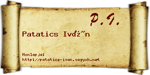 Patatics Iván névjegykártya
